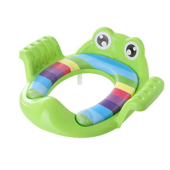 FRCOLOR Pink Kids Toilet Training Seat with Cartoon Design and AntiSlip Pads for Safe Use on Regular Toilet Seats