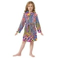 thumbnail image 6 of FORMRS Niños Bathrobe Unisex Hooded Robe Soft Plush Pajamas Sleepwear, Size 10-12T, Colorful Wavy Plaid, 6 of 7