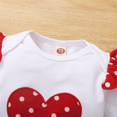 

nsendm Baby Girls Short Ruffled Sleeve Patchwork Romper Tops Polka Dot Shorts Pants With Outfits for Teens Childrenscostume A 6-12 Months