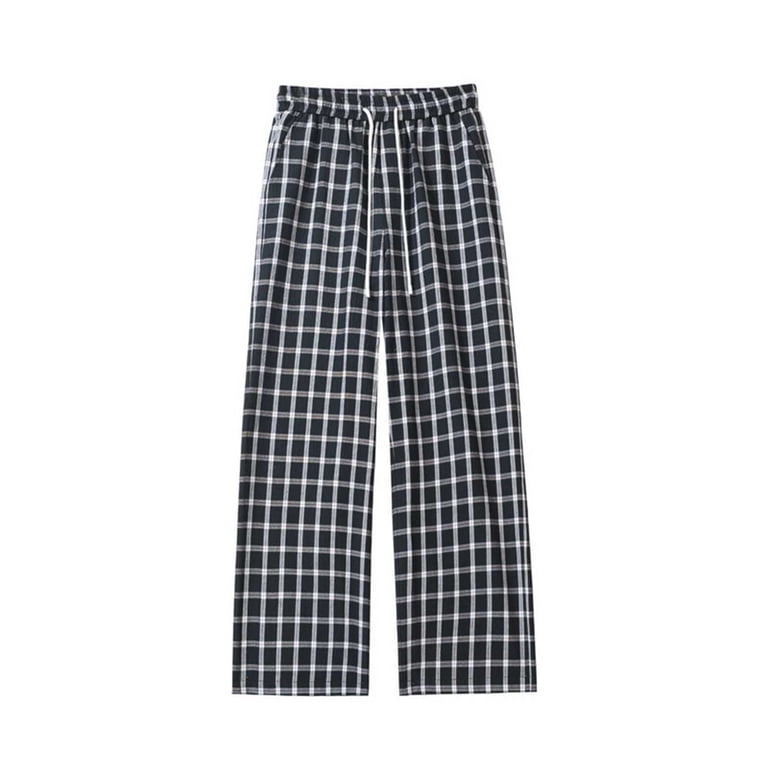 Mqqzkk Men's Plaid Pants Wide Leg Straight-Legs Formal Stretch Pants  Relaxed Fits Work Pants Lightweight Wide-Legs With Pockets - Walmart.com