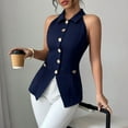 thumbnail image 5 of ZOELNIC Women's Halter Neck Vest Lapel Collar Button Down Sleeveless Blazer Vest Business Casual Tops, S, 5 of 8