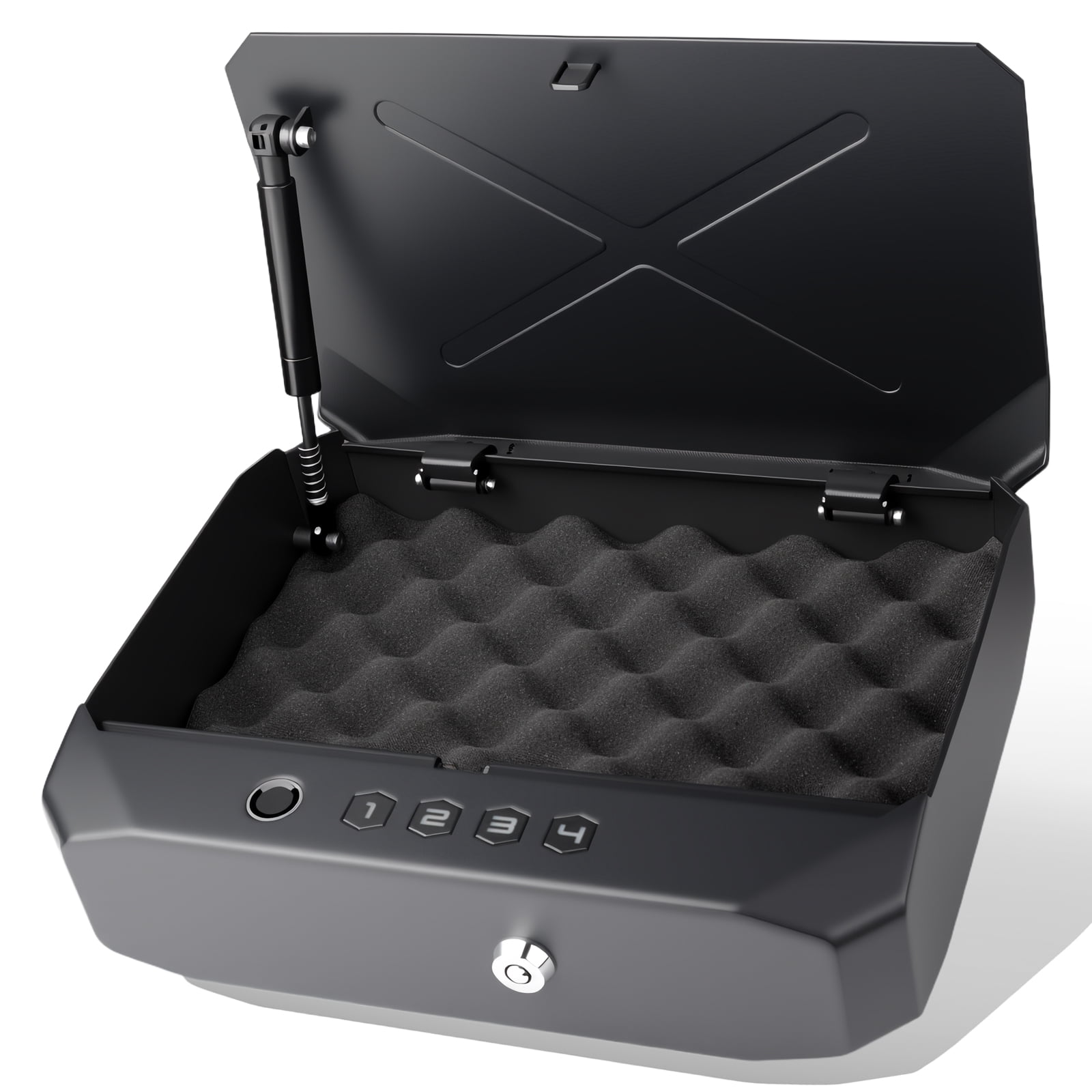 Biometric fingerprint pistol safe, revolver safe with fingerprint/backlit keypad/key, suitable for storing 2-3 revolvers, pistol safe suitable for home, nightstand, bedside and car