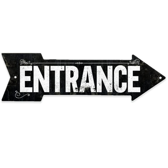 Metal Sign - Vintage Entrance Metal Arrow - Directional Arrow Sign - Durable Metal Sign - Use Indoor/Outdoor - Classy Restaurant, Club, Or Any Business Establishment Entryway Directional Sign