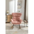 thumbnail image 2 of Soft Teddy Fabric Rocking Chair, Upholstered Chair with Wooden Frame, Black Paint Metal Base, Wooden Rocking Legs, Arm Rocking Chair for Living Room, Bedroom, Office, Pink, 2 of 8
