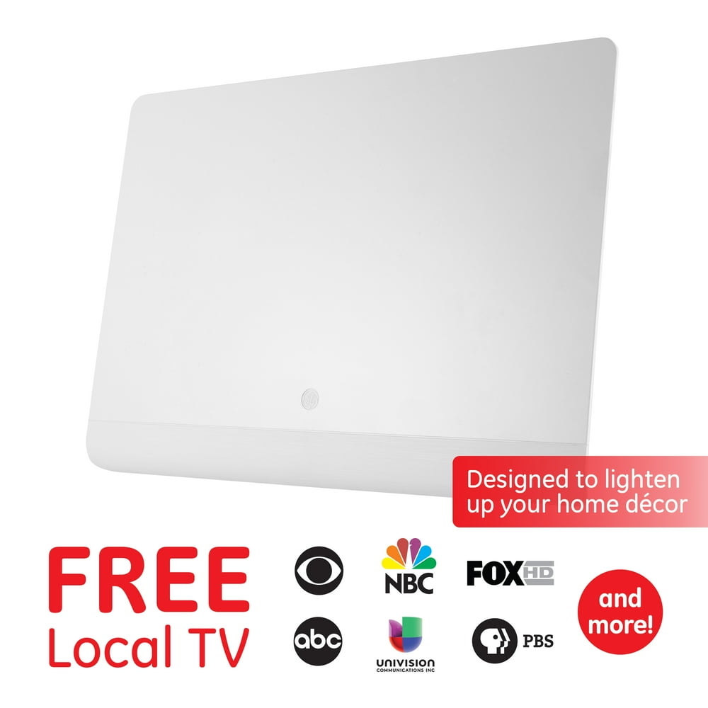 GE Pro Flat Panel Indoor Amplified Antenna, 50 mile Range, VHF/UHF HDTV
