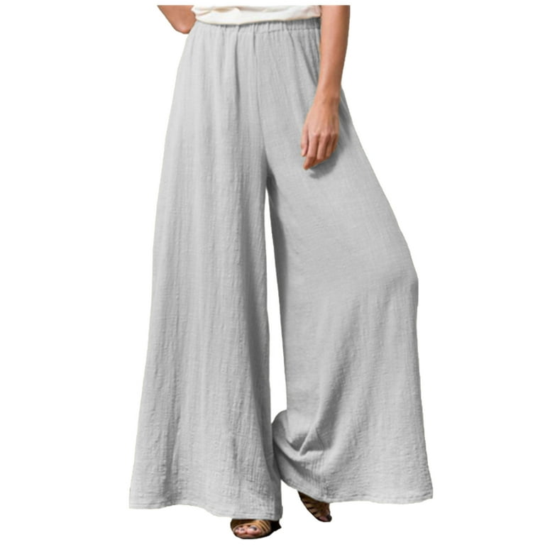 Jacenvly women's pants Clearance Straight-Leg Pants Long High Waisted  Drawstring Pocket Plain Trousers for Women Casual Loose Solid Color Elastic  Waist Comfortable Ankle-Length Pants 
