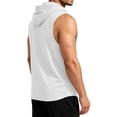 thumbnail image 6 of GrmtClth Mens Lightweight Sleeveless Hoodie Casual Pullover Tank Top with Hood & Kangaroo Pocket Breathable Fitness Training Tops White XL, 6 of 7