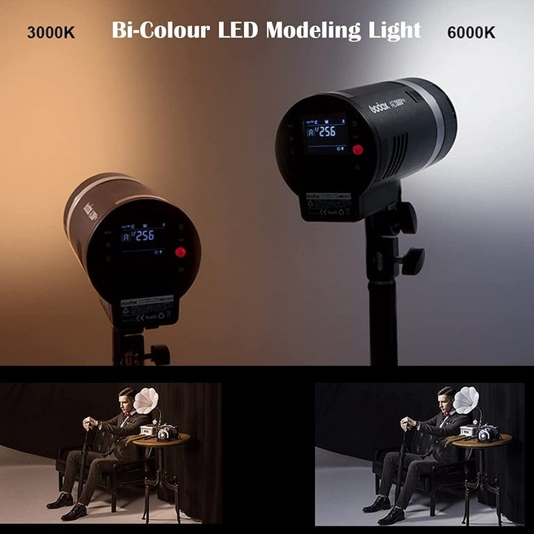 GODOX AD300 Pro 300W TTL Outdoor Flash 2.4G 1/8000s 2600mAh 0.01-1.5s  Recycle Time 320 Full Power 12W Bi-Color Modeling LED for Cameras with S2  Bracket 