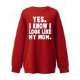 thumbnail image 2 of Gibobby Tops Mujeres Casual Sudadera sin capucha con cuello redondo y mangas con hombros y estampado divertido para mujer (Rojo, M), 2 of 3
