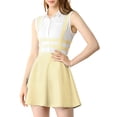 thumbnail image 2 of MODA NOVA Junior's Party Costume Elastic Waist Cut Out A Line Mini Suspender Skirt Light Yellow XL, 2 of 5