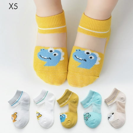 

5 Pairs Baby Summer Socks Kids Soft Mesh Ultra Thin Socks Non-slip Super Cute Animal Design with Elastic Ankle for Boys Girls