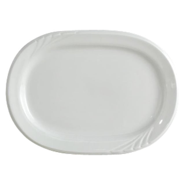 Sonoma 10.38 x 7.5 in. Embossed Plate China Racetrack Platter - Porcelain White - 2 Dozen