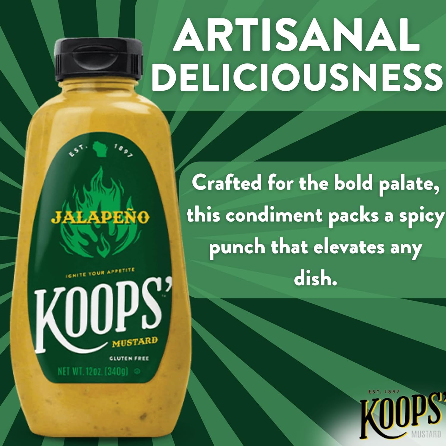 KOOPS' Mustard, Jalapeno, 12 oz