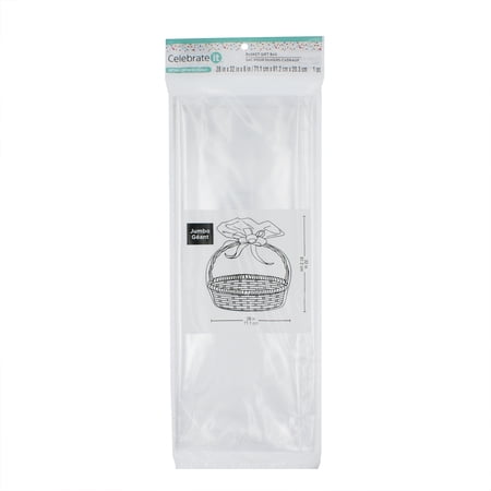 Jumbo Clear Basket Gift Bag by Celebrate It – 28 x 32 x 8 Polypropylene Wrap for Gift Baskets – Flowers & Wreaths – 24 Pack Jumbo Clear Basket Gift Bag by Celebrate It – 28 x 32 x 8 Polypropylene Wrap for Gift Baskets – Flowers & Wreaths – 24 Pack