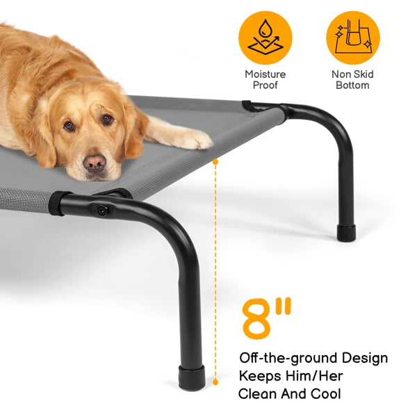 Alvantor Cooling Elevated Dog Bed with Breathable Mesh and Steel Frame, Light Gray, Large, 50 x 31 x 8 in