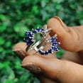thumbnail image 5 of Art Deco Marquise and Round Cut and Blue Sapphire Ring Enhance Wrap in 925 Sterling Silver, 5 of 7