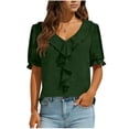 thumbnail image 1 of Camisas de Manga Corta para las Mujeres Blusa de Suéter de Cuello en V Casual para las Mujeres, Top de Estiramiento Suave para Uso Diario Y de Fiesta, 1 of 7