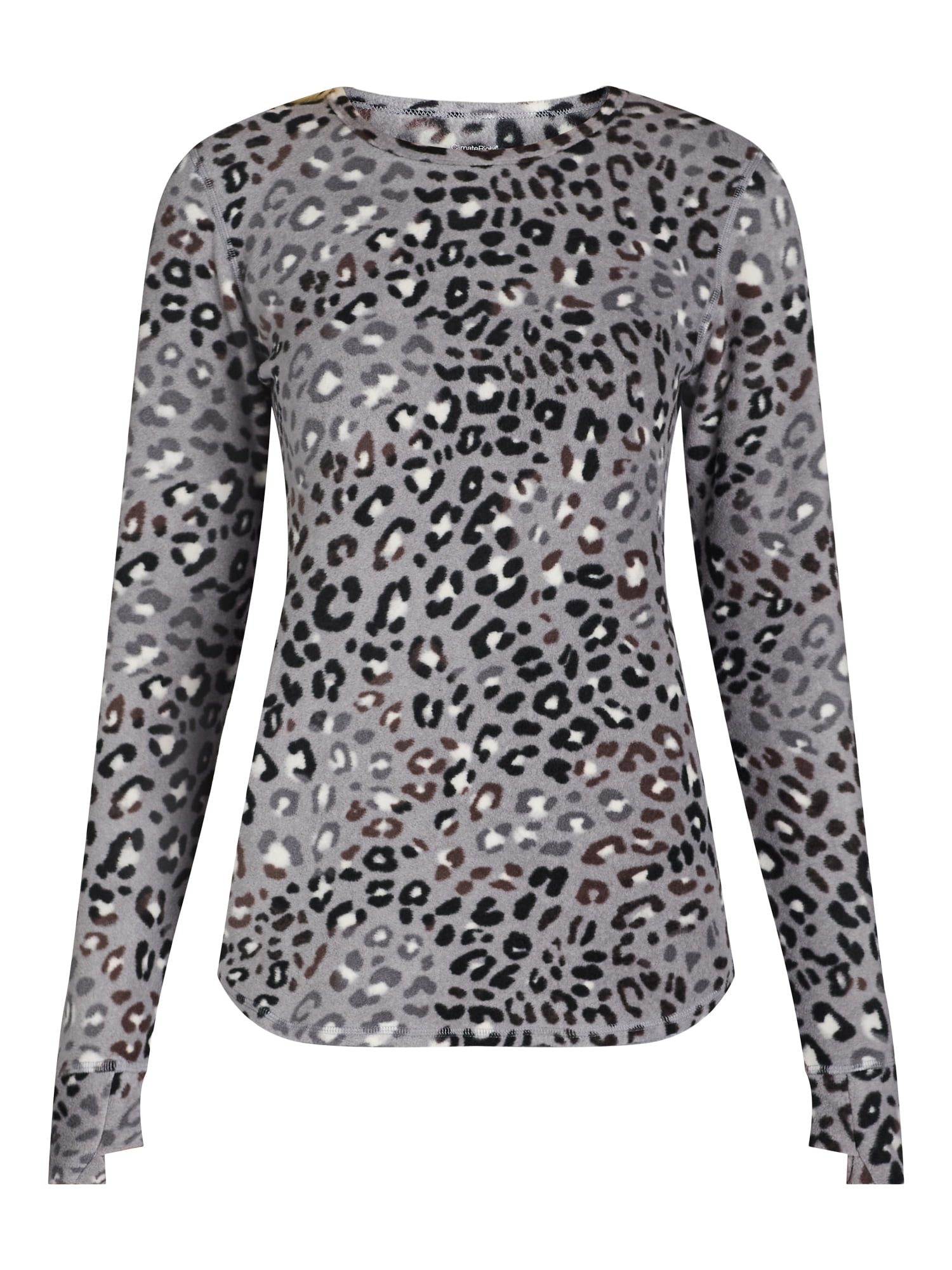 ClimateRight by Cuddl Duds Women's Warm Stretch Fleece Long Sleeve Crew Neck Thermal Base Layer Top, Sizes XS to 4X