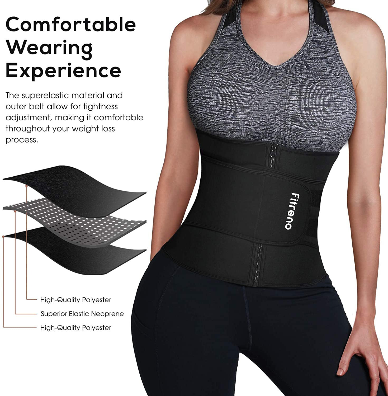 Fitreno Corset Waist Trainer for Women,Sweat Band Waist Trimmer Belt for Body Shaping 