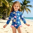 thumbnail image 2 of Girls One Piece Swimsuits Soft Ruffle Bathing Suit Cute Ruffle Girl Swimwear Swim Suit Color Block Girl Swimsuit Kids, 2 of 6