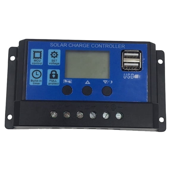 Controlador de carga solar de 10 A, 12 V/24 V, generador para panel solar doméstico, regulador inteligente de batería con puertos USB y pantalla retroiluminada.