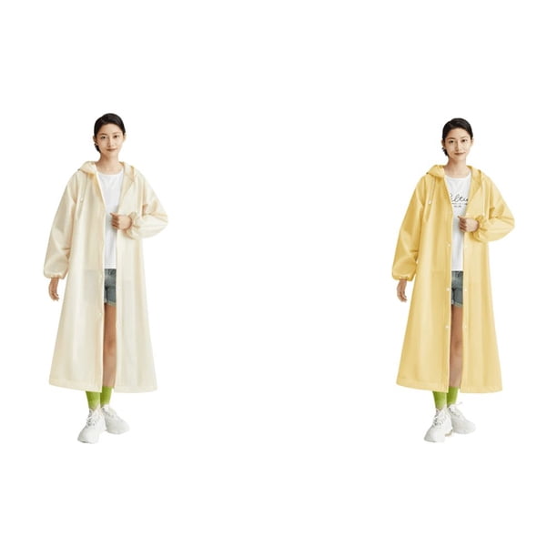 Impermeable largo con cordón de EVA para adultos, hombres y mujeres (beige).