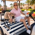 thumbnail image 3 of Golf Cart Seat Covers for 2 Seater,Navy Blue White Striped Microfiber Cart Seat Towel Blanket,Grey Farmhouse Stripe Abstract Art Absorbent NonSlip Bench Seats Protector for Golf Course 51"x31", 3 of 9