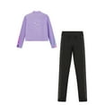 thumbnail image 4 of HULIJA Kids Girls 2 Pieces Athletic Outfits Long Sleeve Zipper Jacket with Sport Leggings Tracksuit Purple 6, 4 of 5