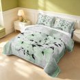 thumbnail image 3 of Erosebridal Girls Butterfly Bed Spread Queen, Gradient Oil Painting Queen Coverlet Set, Gray Reversible, Pale Green White, 3-Piece (1 Quilt and 2 Pillowcases), 3 of 7
