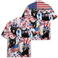 thumbnail image 3 of Funny Floral Tropical Patriotic Black Cat Hawaiian Shirt For Men Aloha Mens Hawaiian Shirts Short Sleeve Button Down Shirt, 3 of 7