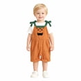 thumbnail image 3 of Shadoumai Halloween Romper Pumpkin Face Strappy Romper For Girls, Casual Cute Jumpsuit For Halloween Party Daily Clothes Romper, 3 of 7