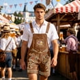 thumbnail image 2 of BOOMNY Oktoberfest Mens Short Bib Overalls Wide Leg Short Jumpsuits for Men Loose Fit Elastic Waist Drawstring Embroidery Casual Shortalls With Pocket, 2 of 4