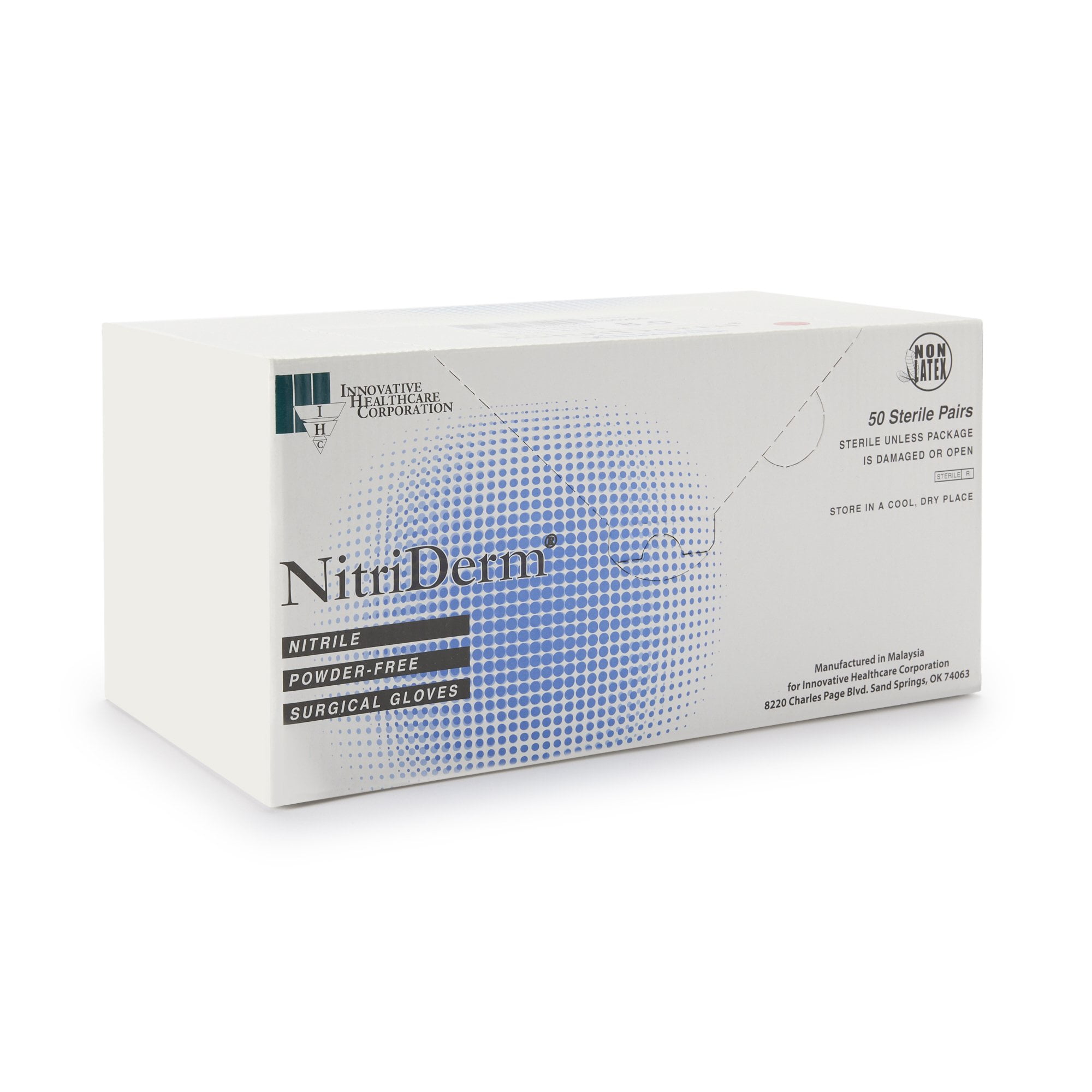 NitriDerm Disposable Sterile Nitrile Surgical Glove Standard Cuff Length SIZE 6.5 135265 50 per Box