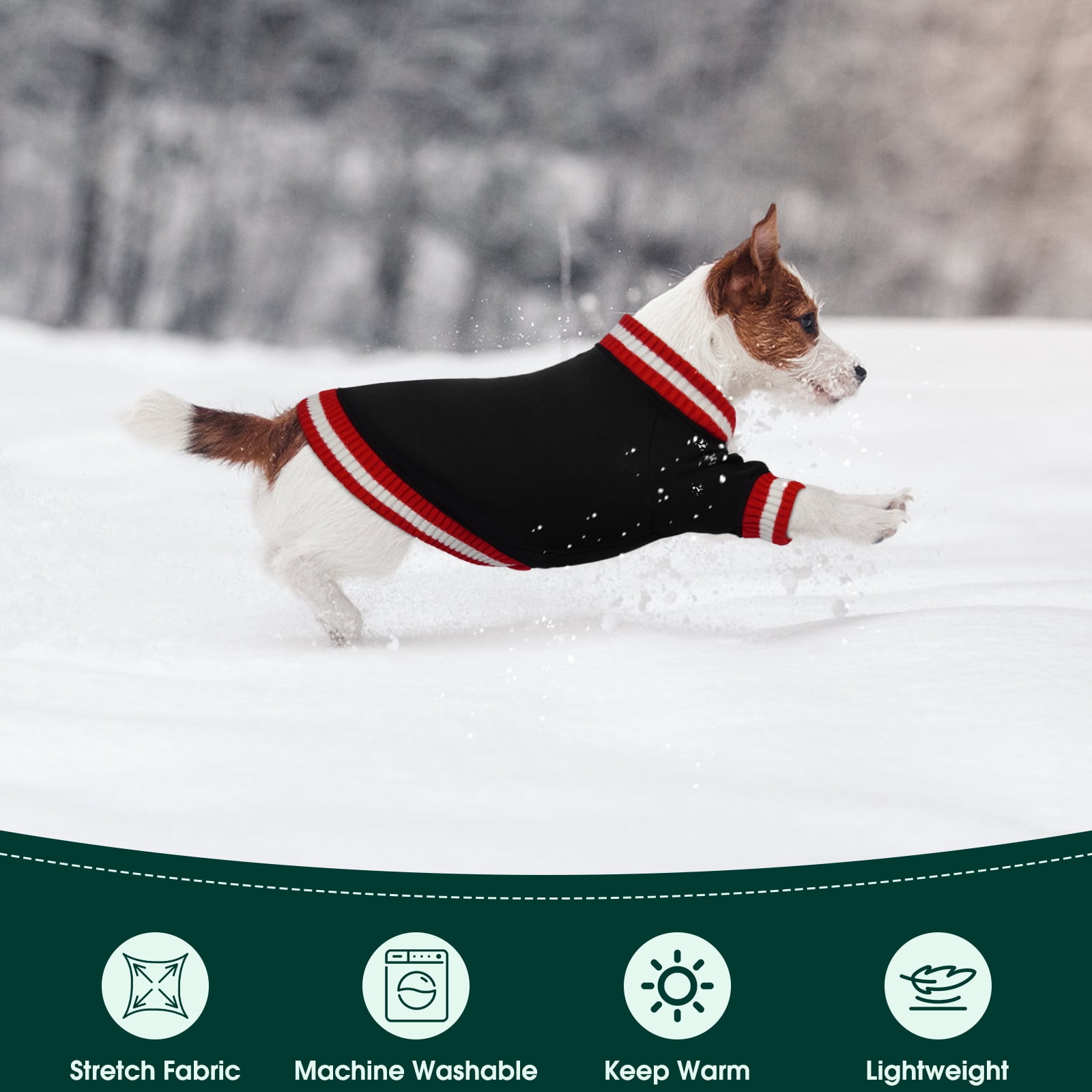 Kuoser Dog Winter Sweater, Cute Pet Pullover Vest, Soft and Thick Sweatshirt for Dogs and Cats, Black, M
