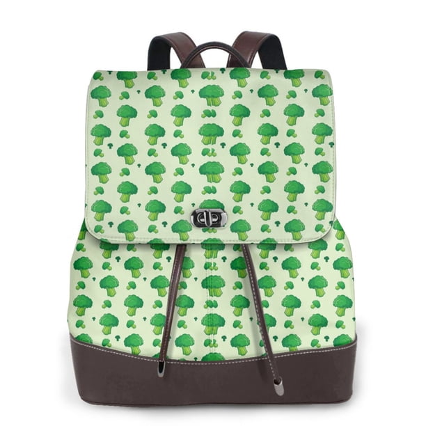 Balery Broccoli 1 Mochila de Cuero para Mujeres, Gran Capacidad, Bolsa de Viaje Multifuncional, Mochila de Cuero y Bolsa de Hombro para Mujeres