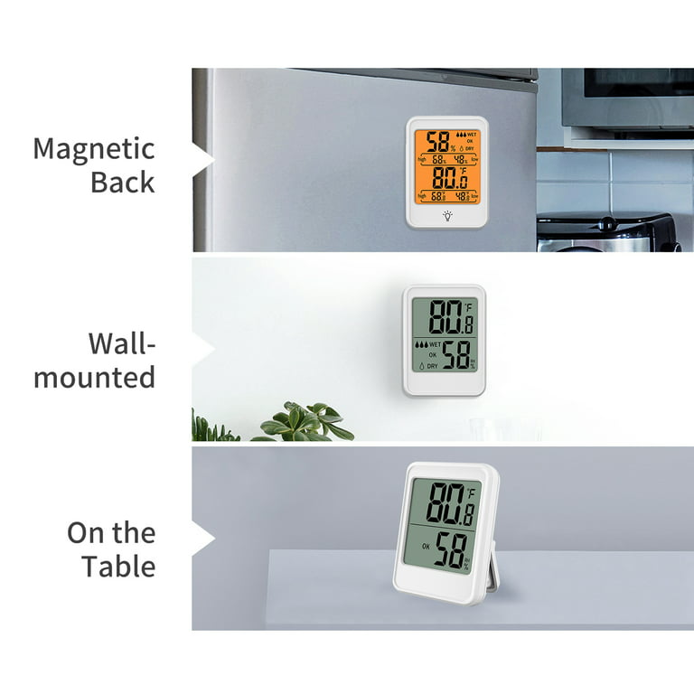 Indoor Thermometer-Hygrometer - Wall/Desktop Type, Digital, Large Display,  MT-893