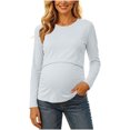 thumbnail image 3 of HongQid Ladies Maternity Crew Neck Long Sleeve Nursing Top Layered Lift Up Breastfeeding Casual Daily T-Shirt, 3 of 10