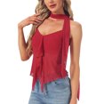 thumbnail image 4 of INSPIRE CHIC Halter Top for Women Mesh Tank Tops Camisoles Y2K Party Going Out Outfits XL Red, 4 of 6