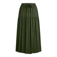 thumbnail image 5 of GUACER Womens Boho Tiered Maxi Skirt with Side Slit High Waisted Drawstring A-Line Skirt Flowy Summer Beach Swing Long Skirts, 5 of 7