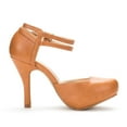thumbnail image 3 of Dream Pairs Office-02 Women's Classy Mary Jane Double Ankle Strap Almond Toe High Heel Pumps Shoes Office-02 Tan/Pu Size 8, 3 of 4