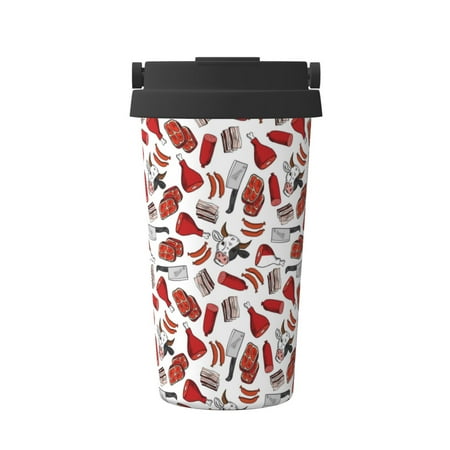 

Susaid Red Food Print Coffee Travel Mug Insulated Coffee Mug with Lid Leakproof Coffee Thermos Coffee Tumbler for Hot&Cold Drinks