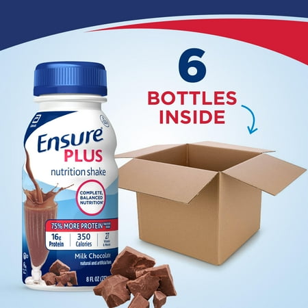 Ensure Plus Meal Replacement Nutrition Shake, Milk Chocolate, Ready To Drink, 8 fl oz, 24 Pack