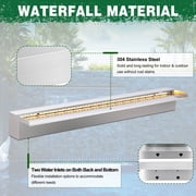 Longrun 35.4 Stainless Steel Waterfall Spillway, 5.9 Wider Open Lip, Decorative Fountain for Pool, Koi Pond, Spa & Garden