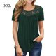 thumbnail image 2 of Qarigey Camiseta de mujer Túnica plisada Top Cuello Manga corta Blusa de encaje de encaje de manga corta Prendas para la parte del cuerpo Verde oscuro XXL, 2 of 5