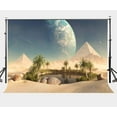 thumbnail image 1 of BSDHOME Toile de Fond en Polyester 7x5ft Oasis du Désert Pyramides Mirage Planète Tournante Fond de Photographie, 1 of 5