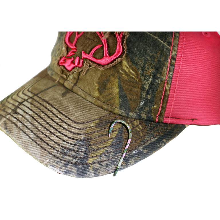 Two Eagle Claw Pink & Camo Hat Pin Fish Hook for Hat Pink & Camo Fish Hook  Money/Tie Clip - Set of Two Hooks 