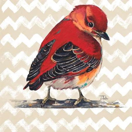 Chevron Baby Red Bird I Canvas Art - Patricia Pinto(24X24)