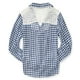 thumbnail image 2 of Aeropostale - Camisa con botones de ganchillo a cuadros para mujer, azul, grande Aeropostale Camisa con botones, 2 of 2