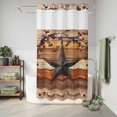thumbnail image 6 of No Hook Shower Curtain, Texas Star Vintage Shower Curtains for Bathroom with See Through Top Window, Berry Burnt Orange Brown Wooden Waterproof & Washable Bath Curtain Stand Up Stall 36"x72", 6 of 9