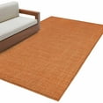 thumbnail image 2 of Burnt Orange 2.7x5 Area Rugs, Farmhouse Burlap Solid Orange Color Modern Linen Texture Non-Skid Rubber Backing Large Rectangle Rugs - Living Room Bedroom Office, Indoor Floor Carpets Washable Rug, 2 of 9